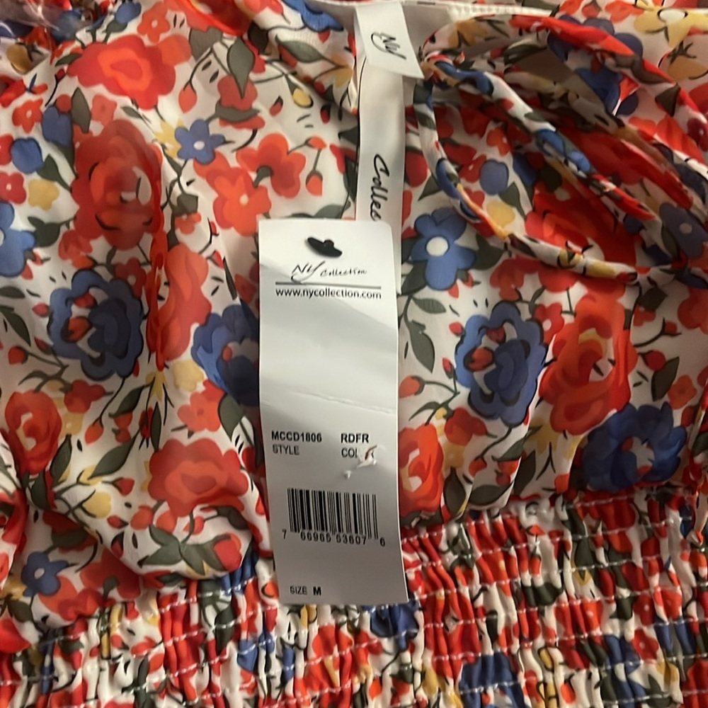 New Ny Collection Women's Maxi Red Floral Short Sleeve Dress - Picture 2 of 4